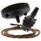 Ceiling Pendant Kit with Large Rose and B22 Lampholder in Matte Black Finish with Bronze Flex