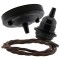 Ceiling Pendant Kit with Large Rose and E27 Lampholder in Matte Black Finish with Bronze Flex