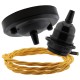 Ceiling Pendant Kit with Large Rose and E27 Lampholder in Matte Black Finish with Dusky Pink Flex