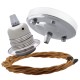 Ceiling Pendant Kit with Large Silver Rose and E27 Lampholder in Silver Nickel Finish with Antique Gold Flex