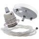 Ceiling Pendant Kit with Large Silver Rose and E27 Lampholder in Silver Nickel Finish with White Flex
