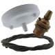 Ceiling Pendant Kit with Large Gloss White Rose and B22 Lampholder in Antique Brass Finish with Khaki Green Flex