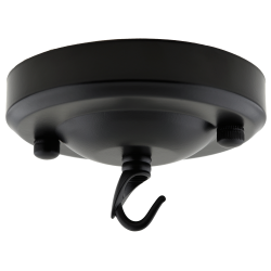 Large Ceiling Rose with Deco Style Hook in Matte Black
