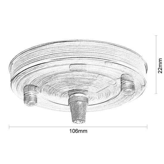 Large Ceiling Rose with Metal Cord Grip in Matte Black