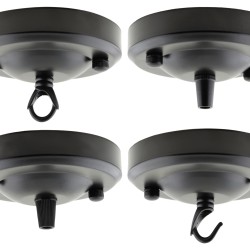 Large Ceiling Rose with Deco Style Hook in Matte Black