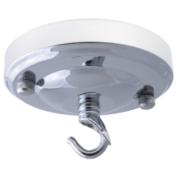 Large Ceiling Rose with Deco Style Hook in Silver Nickel Effect