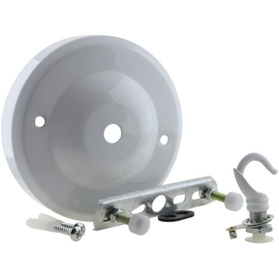 Large Ceiling Rose with Deco Style Hook in Gloss White