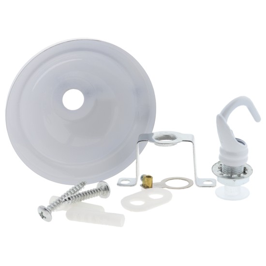 Small Ceiling Rose with Deco Style Hook in Gloss White Finish
