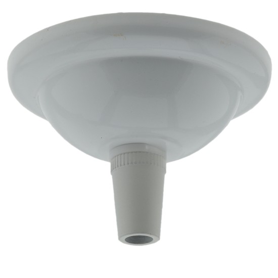 Small Ceiling Rose with Metal Cord Grip in Gloss White Finish