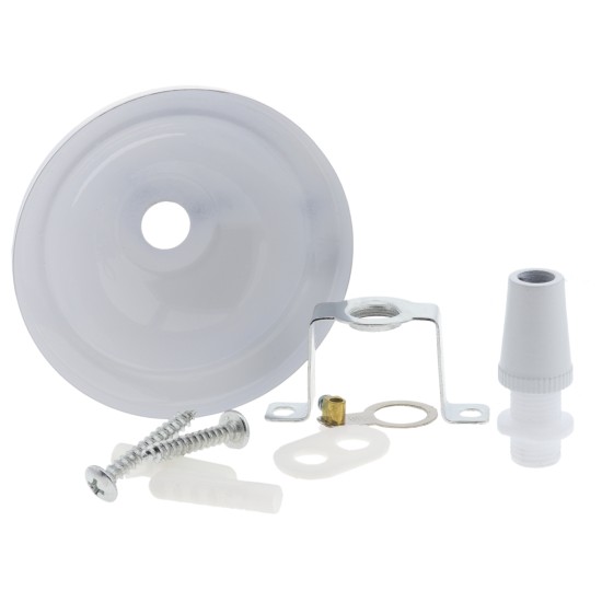 Small Ceiling Rose with Metal Cord Grip in Gloss White Finish