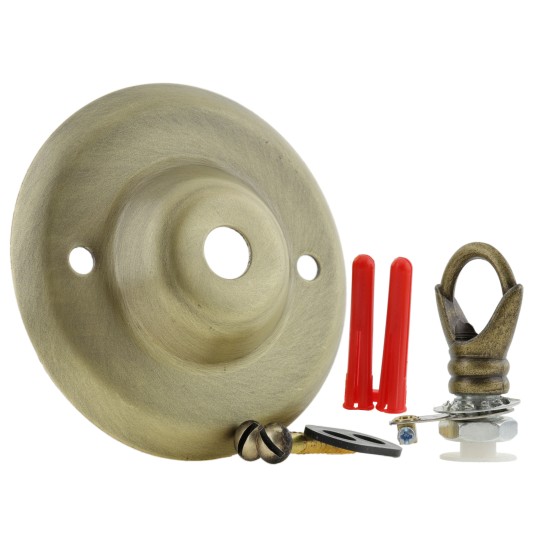 Ceiling Rose with Deco Style Loop in Antique Brass Effect