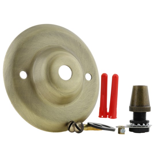 Ceiling Rose with Metal Cord Grip in Antique Brass Effect