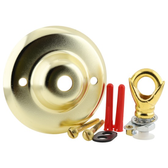 Ceiling Rose with Deco Style Loop in Brass Effect