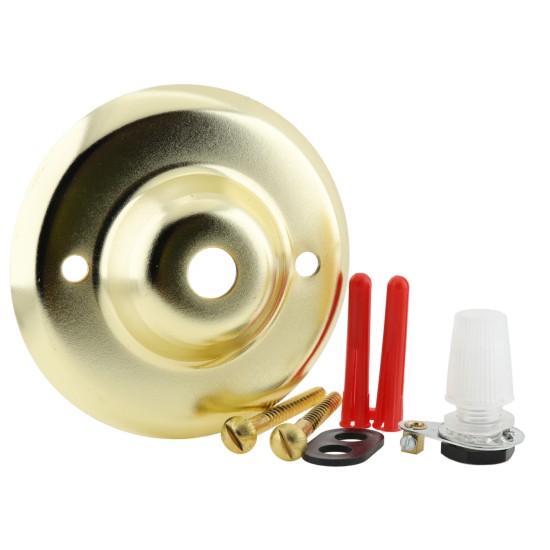 Ceiling Rose with Nylon Cord Grip in Polished Brass Effect