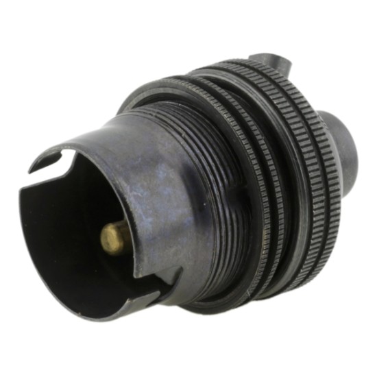 Lampholder B22 Dark Bronze with Shade Ring, 10mm Threaded Entry