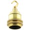 Traditional Edison Screw Lamp Holder (E27) with Shade Rings and Metal Deco Styled Hook in Raw Brass