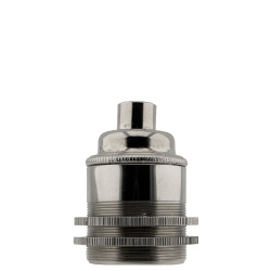 Traditional Edison Screw Bulb Holder (E27) with 2 Shade Rings with Lockable 10mm Threaded Entry in Chrome Effect Finish